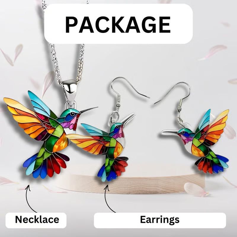 Rainbow Hummingbird Jewelry Set